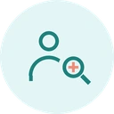 Ícono de persona con lupa: buscar médico